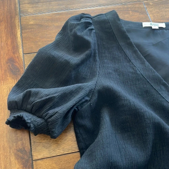 BB Dakota Steve Madden Womens Dress Black Stretch Mini V Neck Puff sz M - Picture 13 of 16